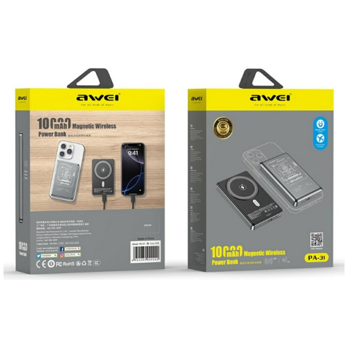 Powerbank Awei PA-31 10000mAh indukcyjny MagSafe Szary