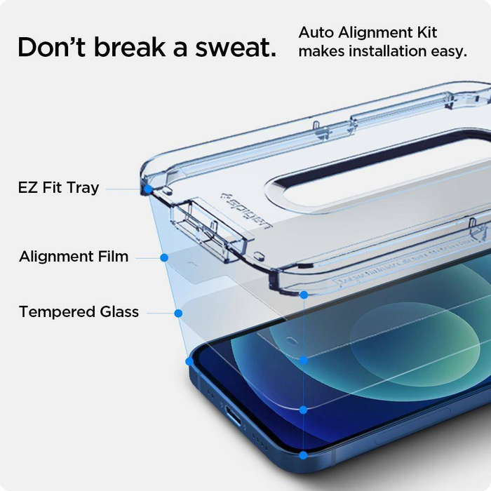 Tempered Glass Spigen iPhone 12 Mini Glas.Tr "Ez Fit" 2-pack