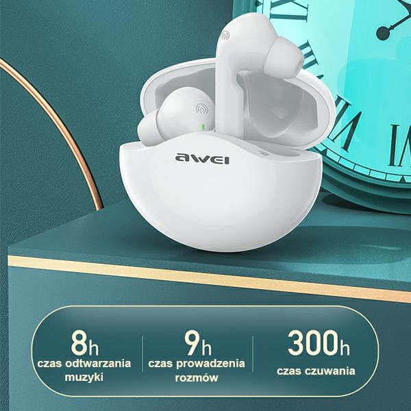 Auriculares deportivos Bluetooth AWEI T12 TWS blanco / blanco