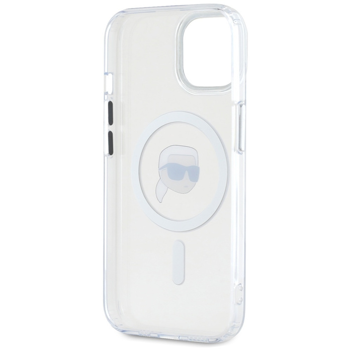Etui Karl Lagerfeld IML Metal Karl Head   MagSafe do iPhone 15 Plus biały