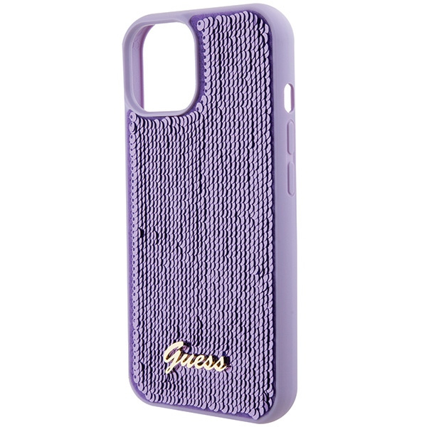 Etui Guess GUHCP15SPSFDGSU iPhone 15 6.1" fioletowy/purple hardcase Sequin Script Metal Case