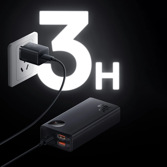 Baseus Adaman2 powerbank s displejem digital 10000mAh 30W 2 x USB / 1x USB Type C Overseas Edition PD QC SCP černá (PPAD040101)
