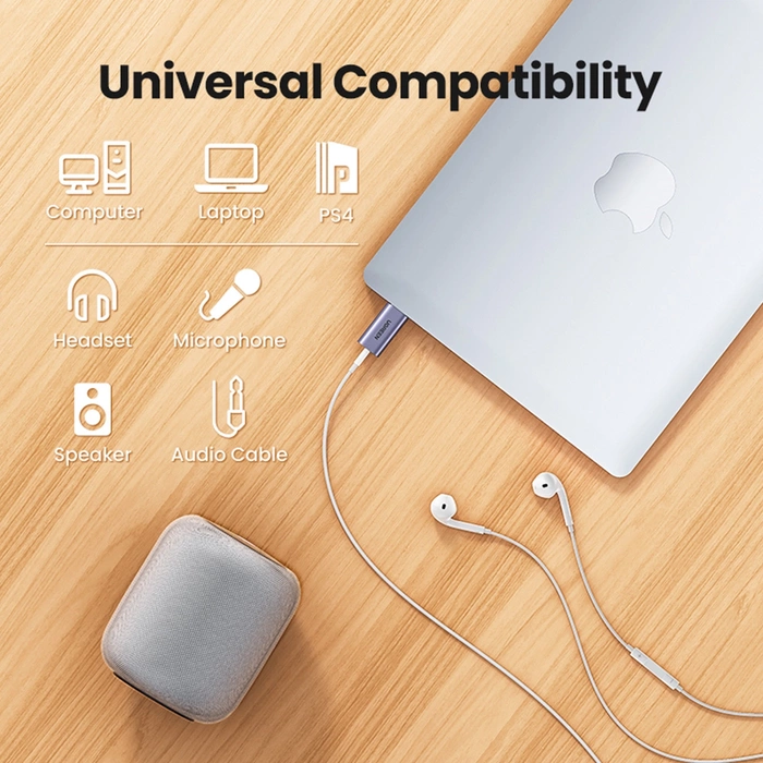 UGREEN Adaptateur USB vers Minijack 3.5mm Audio CM383 AUX Gris