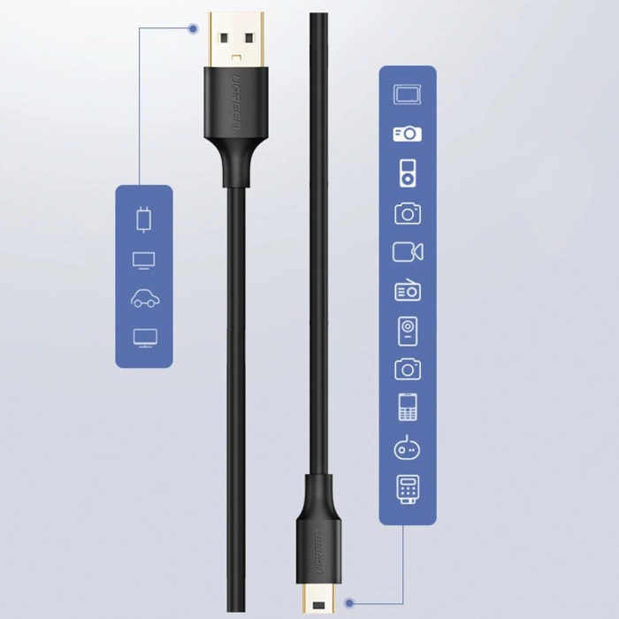 Ugreen cable uSB - mini USB 480 Mbps cable 3 m black (US132 10386)