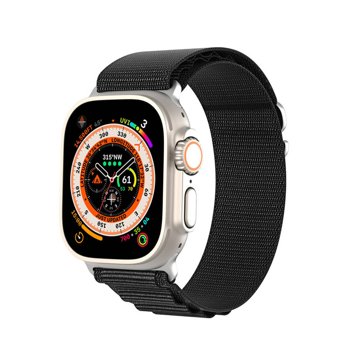 Cinturino con fibbia sportiva per Apple Watch Ultra 8/7/6/SE/5/4/3/2/1 (42, 44, 45, 49mm) Cinturino Dux Ducis Versione GS - Nero