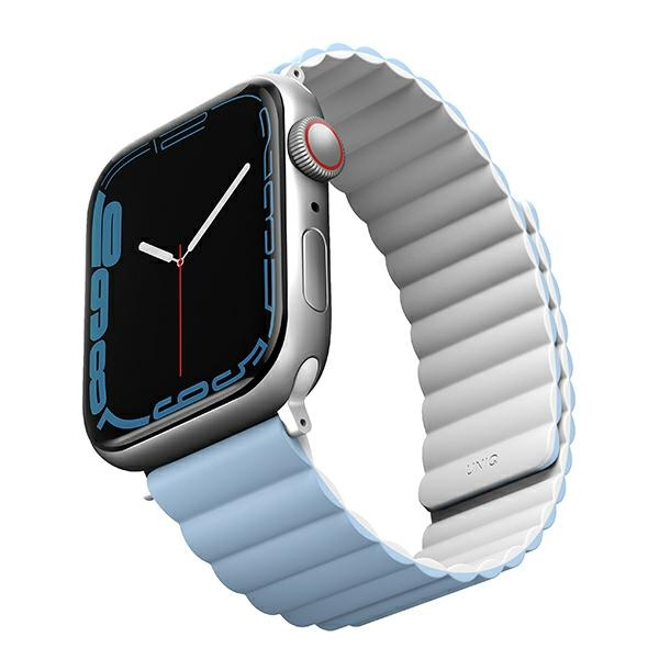 UNIQ strap Revix Apple Watch Series 4/5/6/7/8/SE/SE2/Ultra 42/44/45mm. Reversible Magnetic white-blue/white-blue