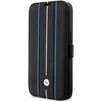 Funda BMW BMBKP14X22RVSK iPhone 14 Pro Max 6.7" negro/negro librocase Piel Sello Líneas Azules