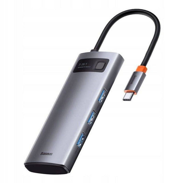Baseus Metal Gleam Series 5-in-1 Multifunktionale Typ-C HUB Dockingstation Grau 30Hz Version Grau