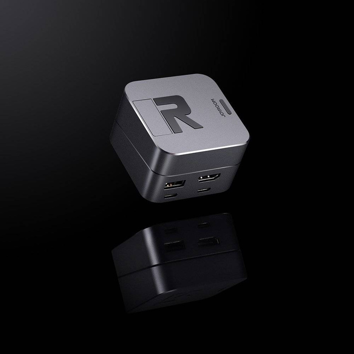 Joyroom Standfuß Mehrzweck-HUB USB Typ C - USB 3.0 / RJ45 / HDMI / USB Typ C / Thunderbolt für MacBook Pro grau (S-H121 Grau)