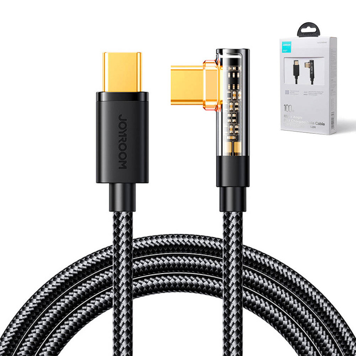 Joyroom Cavo USB C angolato - USB C per ricarica rapida e trasferimento dati 100W 1,2 m nero (S-CC100A6)