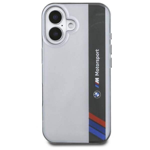 Coque BMW iPhone 16 Plus 6.7" gris/gris durcase Motosport IML Vertical Stripe
