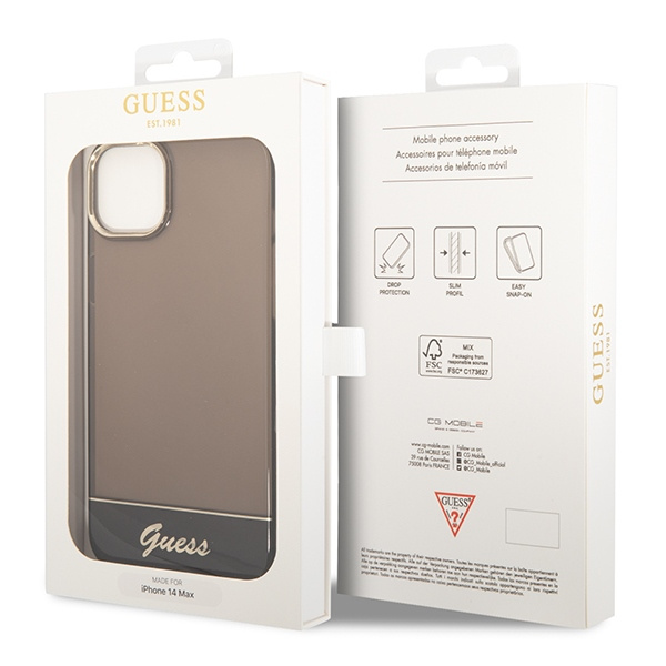 Case GUESS Apple iPhone 14 Translucent Black Hardcase