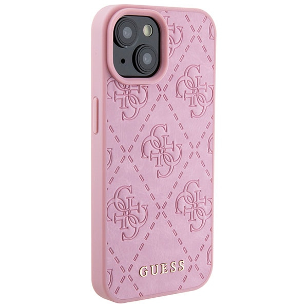 Case Guess GUHCP15SP4EPMP iPhone 15 6.1" pink/pink hardcase Leather 4G Stamped Case