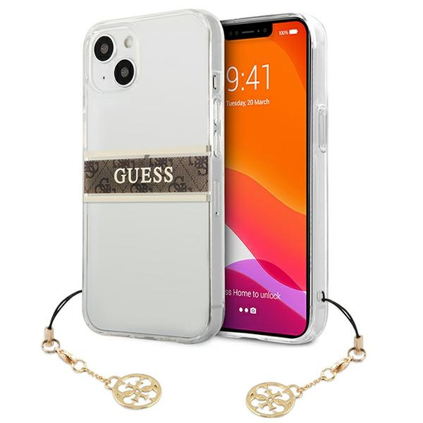  GUESS   13 Mini 4G Brown Strap Charm Clear Hardcase