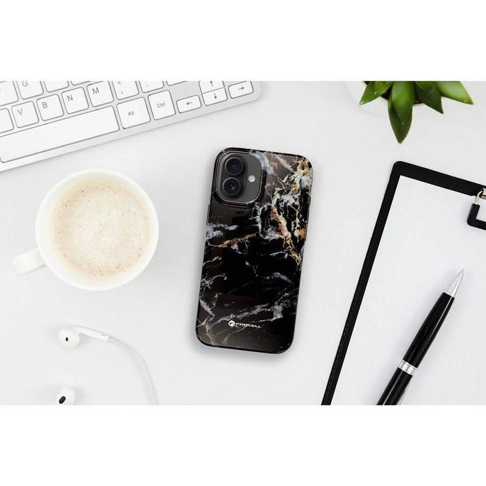 Etui na iPhone 16 PLUS Forcell F-Protect Mirage zgodny z MagSafe Military Drop-Test black marble