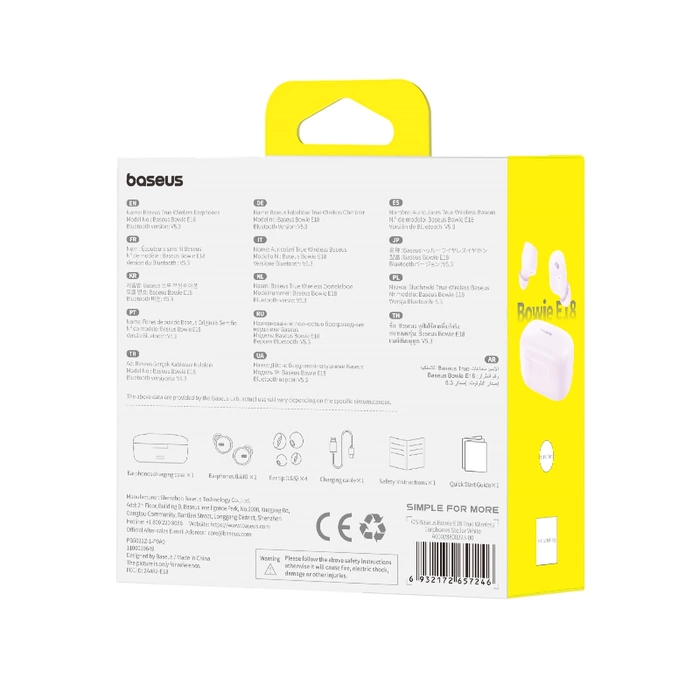 Casque sans fil Baseus Bowie E18 TWS ENC IPX4 - violet