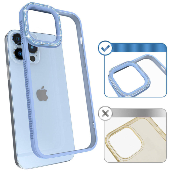 Kingxbar Sparkle Series coque iPhone 13 Pro avec cristaux coque arrière bleu