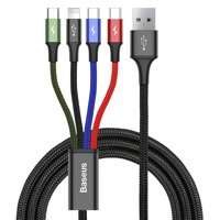 Baseus Kabel USB Kabel 4in1 Lightning / 2x USB Typ C / Micro USB Kabel mit Nylon geflochtenes 3.5A 1.2m schwarz (CA1T4-B01)