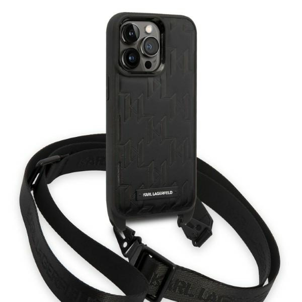 Karl Lagerfeld KLHCP14XSTMMK iPhone 14 Pro Max 6,7" hardcase black/black Monogram Plaque Logo Strap
