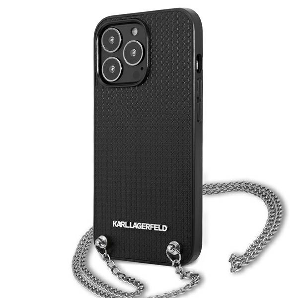 Karl Lagerfeld KLHCP13XPMK iPhone 13 Pro Max 6,7" hartcase schwarz/schwarz Leder strukturiert und Kette