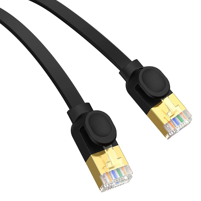 Płaski kabel sieciowy Baseus Ethernet RJ45, Gigabit, Cat.7, 0,5m (czarny)