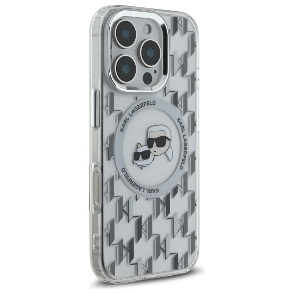 Etui Karl Lagerfeld iPhone 16 Pro 6.3" przezroczysty/transparent IML Monogram Karl&Choupette Head MagSafe