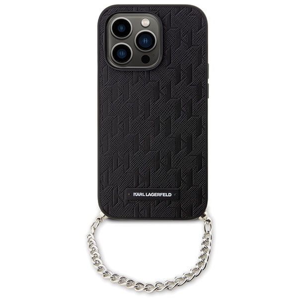 Case Karl Lagerfeld KLHCP14LSACKLHPK iPhone 14 Pro 6.1" black/black hardcase Saffiano Monogram Chain Case