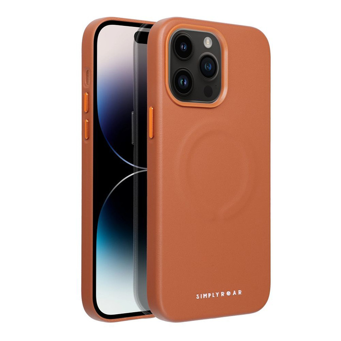 ROAR futerał LEATHER MAG kompatybilny z MagSafe do IPHONE 14 Pro Max Brązowy