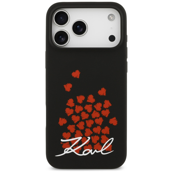 Etui Karl Lagerfeld Silicone Heart Sign  Logo MagSafe do iPhone 17 Pro Max czarny
