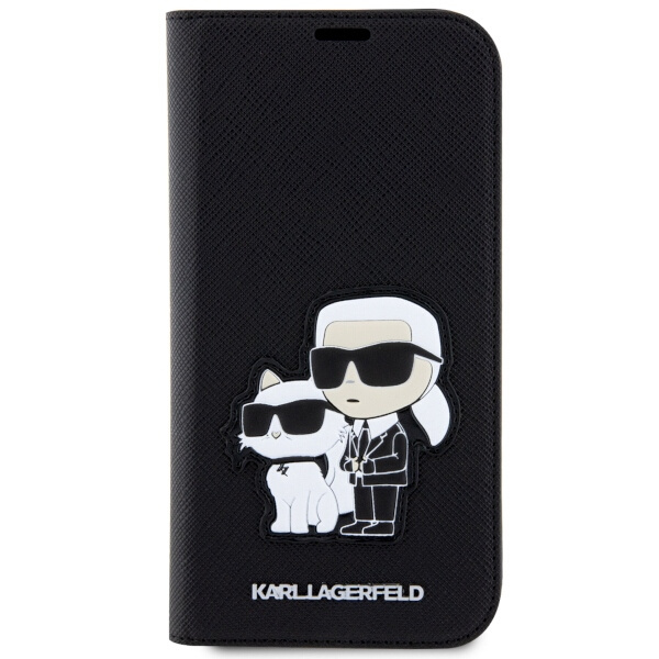 Case Karl Lagerfeld KLBKP14SSANKCPK iPhone 14 6.1" bookcase black/black Saffiano Karl &amp; Choupette Case
