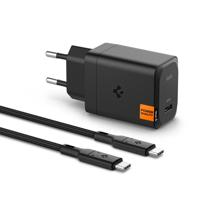Ladergerät Spigen ARCSTATION PRO GAN-651 1-PORT NETZWERK LADEGERÄT 65W + TYP-C KABEL SCHWARZ
