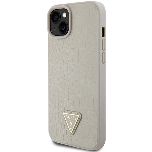 Coque Guess GUHCP15SPCRTHCD iPhone 15 6.1" gold/gold hardcase Croco Triangle Metal Logo Case