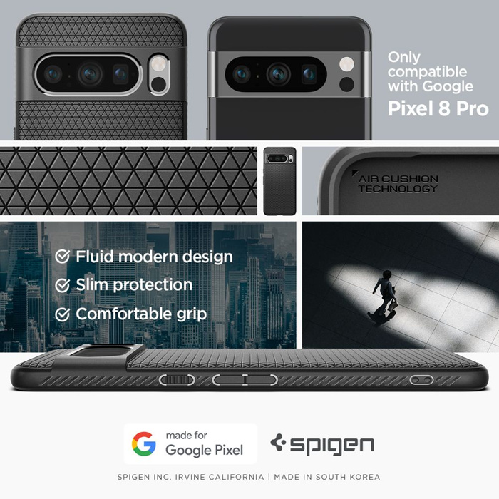 Telefontok Spigen Liquid Air Google Pixel 8 Pro MATTE Fekete Case