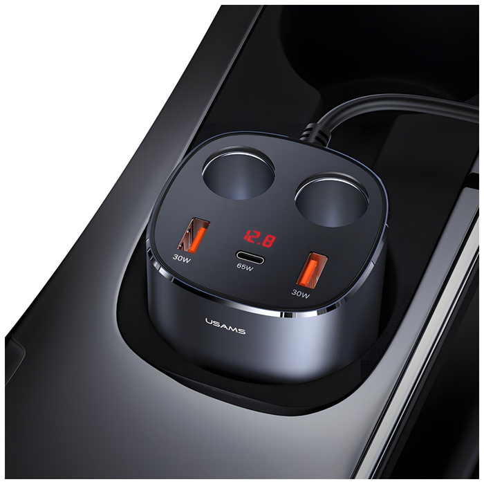 USAMS Car Splitter 2xUSB-A / 1xUSB-C C28 245W grau / grau CC151TC01 (US-CC151)