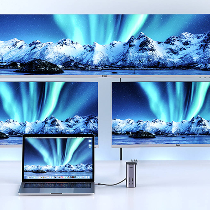 Ugreen HUB multifunzione 12in1 USB C USB HDMI DP RJ45 AUX SD TF grigio (CM555)