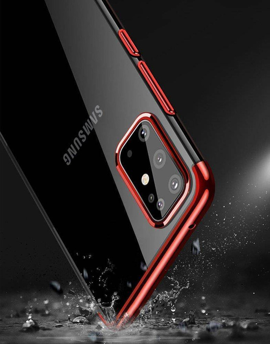 Průhledný barevný case gelový kryt pouzdro s kovovým okrajem Samsung Galaxy A72 4G černý