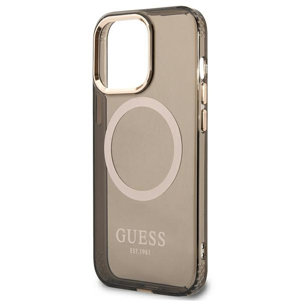 Hülle GUESS Apple iPhone 13 Pro Max Gold Outline Transluzent MagSafe Schwarz Hartcase