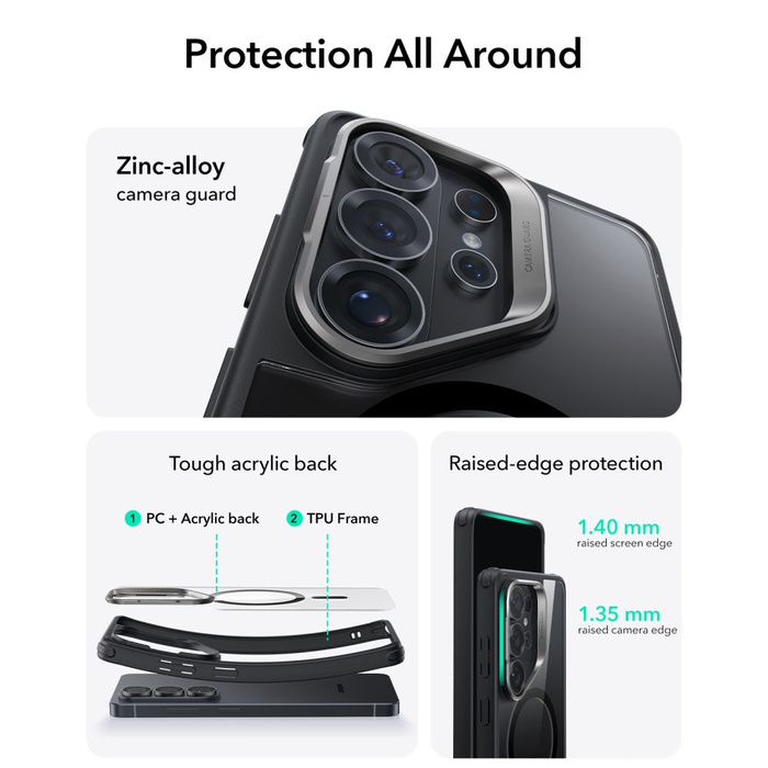 ESR CLASSIC HYBRID KICKSTAND MagSafe GALAXY S26 ULTRA CLEAR/BLACK