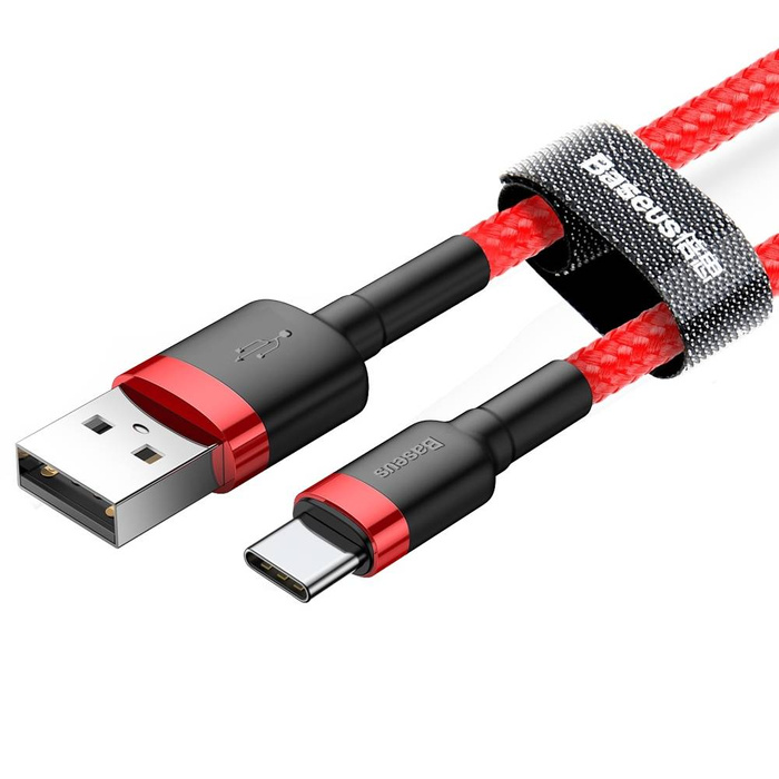 Baseus Cafule Cable cavo in nylon resistente USB / USB-C QC3.0 3A 1M rosso (CATKLF-B09)