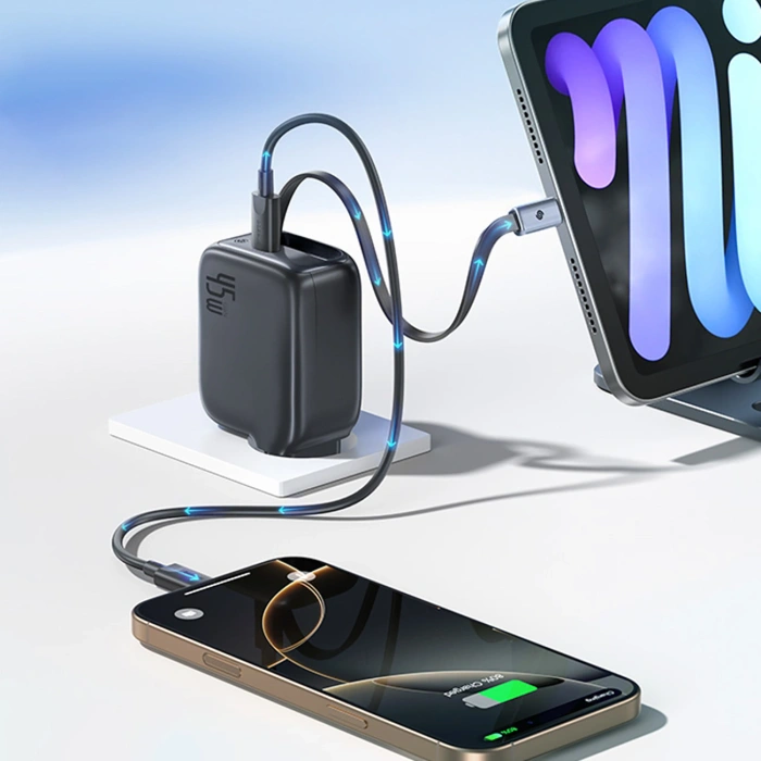 Ładowarka sieciowa Baseus EnerCore CJ11 45W z portem USB-C i ze zwijanym kablem USB-C - czarna