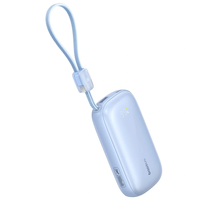 Powerbank Baseus EnerFill FC21 Qpow 3 Ultra 20000mAh 22.5W z wyświetlaczem z dołączonym kablem - niebieski