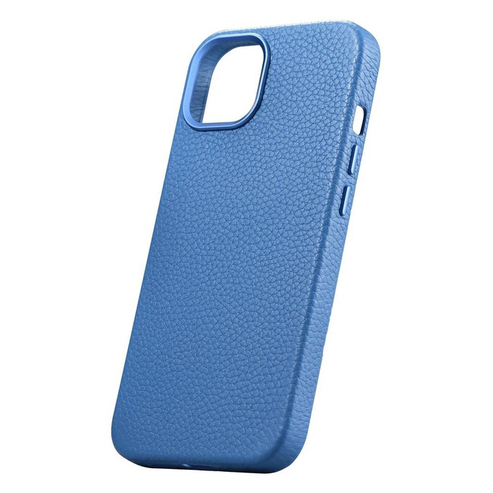 iCarer Litchi Premium Leather Case iPhone 14 Plus Funda magnética de cuero con MagSafe azul claro (WMI14220711-LB)