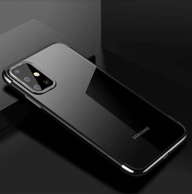 Průhledný barevný case gelový kryt pouzdro s kovovým okrajem Samsung Galaxy A72 4G černý