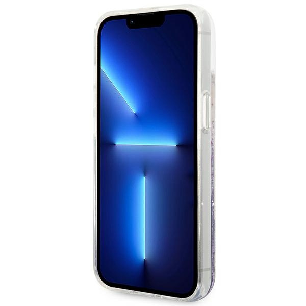 Case GUESS Apple iPhone 14 Plus Flower Liquid Glitter Purple Hardcase