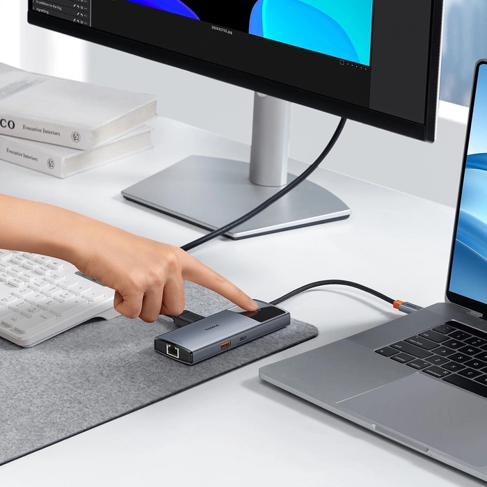 USB HUB 6v1 Baseus Metal Gleam Series II USB-A/USB-C/USB-C PD/HDMI/RJ45/SD/TF - černý