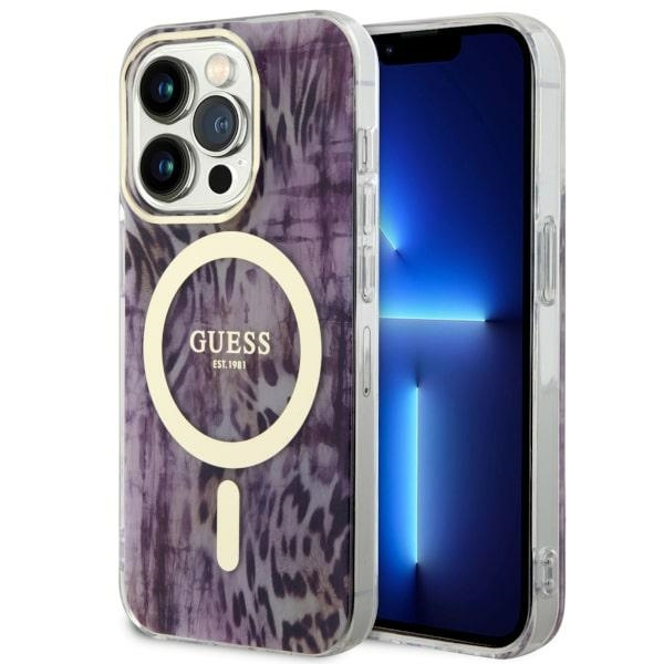 Case Guess GUHMP14XHLEOPWP iPhone 14 Pro Max 6.7" pink/pink hardcase Leopard MagSafe Case