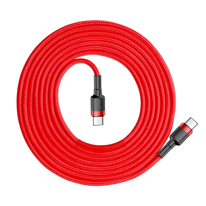 Baseus Cafule Cable durabel Kabel mit Nylon geflochtenes Ladekabel USB-C PD / USB-C PD PD2.0 60W 20V 3A QC3.0 2M rot (CATKLF-H09)