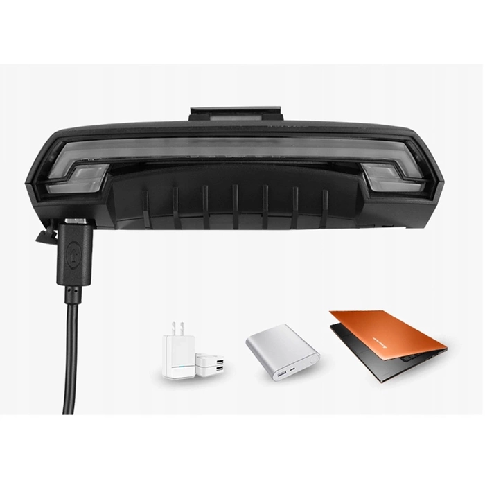 Luce posteriore per bicicletta Rockbros LKWD-R1 con laser e telecomando + cavo micro USB - USB-A - nero