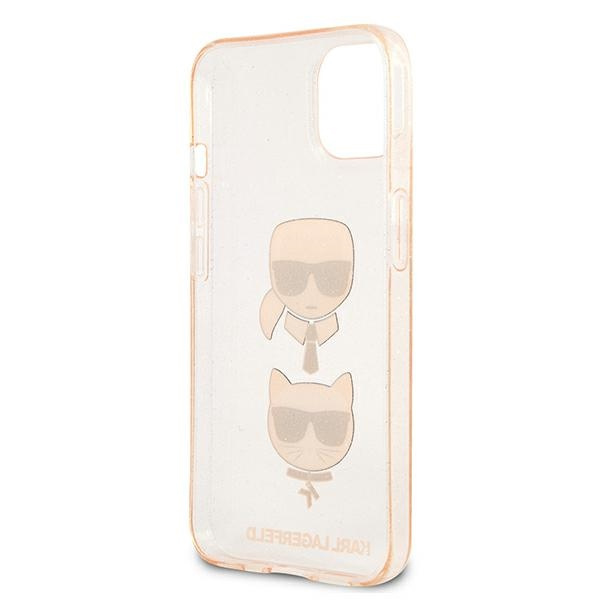 Cover KARL LAGERFELD Apple iPhone 13 Mini Glitter Karl's & Choupette Gold Hardcase