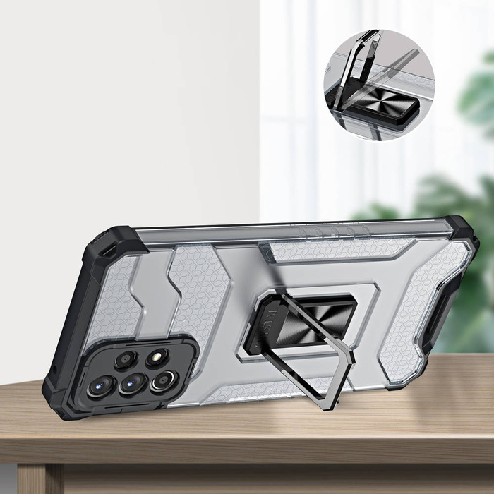 Crystal Ring Case pancéřový hybridní pouzdro kryt + magnetic držák Samsung Galaxy A72 4G červený